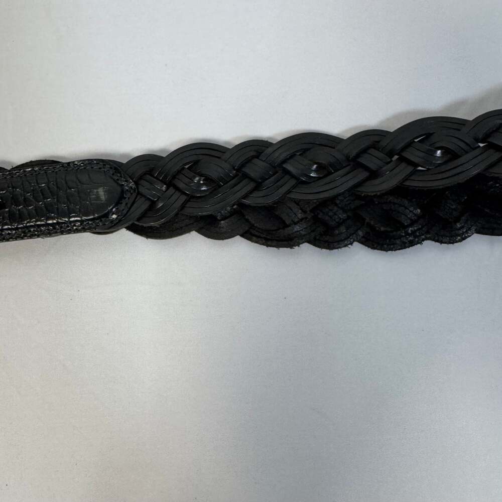 Brighton Black Braided Leather Belt with Silver Scrolled Buckle Size 38 - Picture 3 of 6
